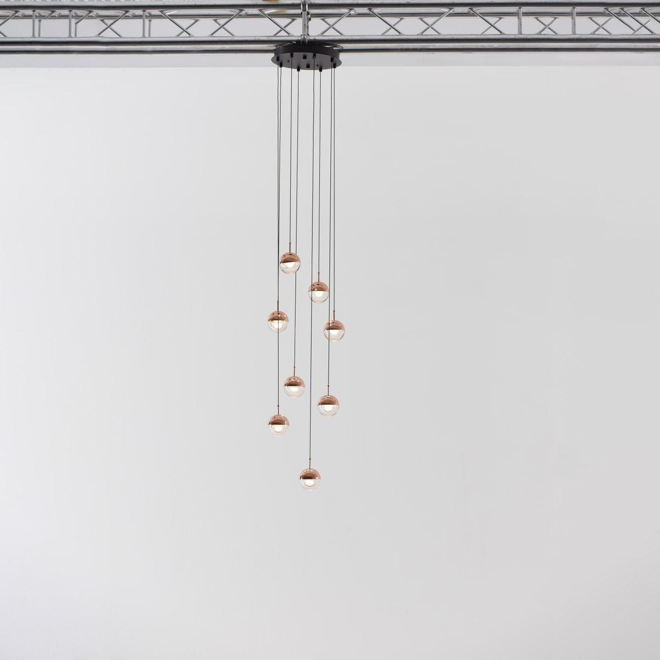Zaneth Pendant Lamp Steel Glass Multi Drop Minimalist Staircase