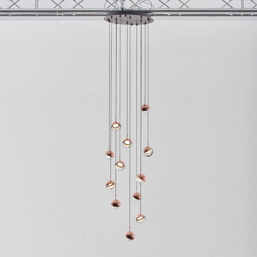 Zaneth Pendant Lamp Steel Glass Multi Drop Minimalist Staircase