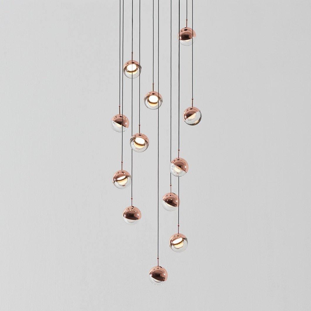 Zaneth Pendant Lamp Steel Glass Multi Drop Minimalist Staircase