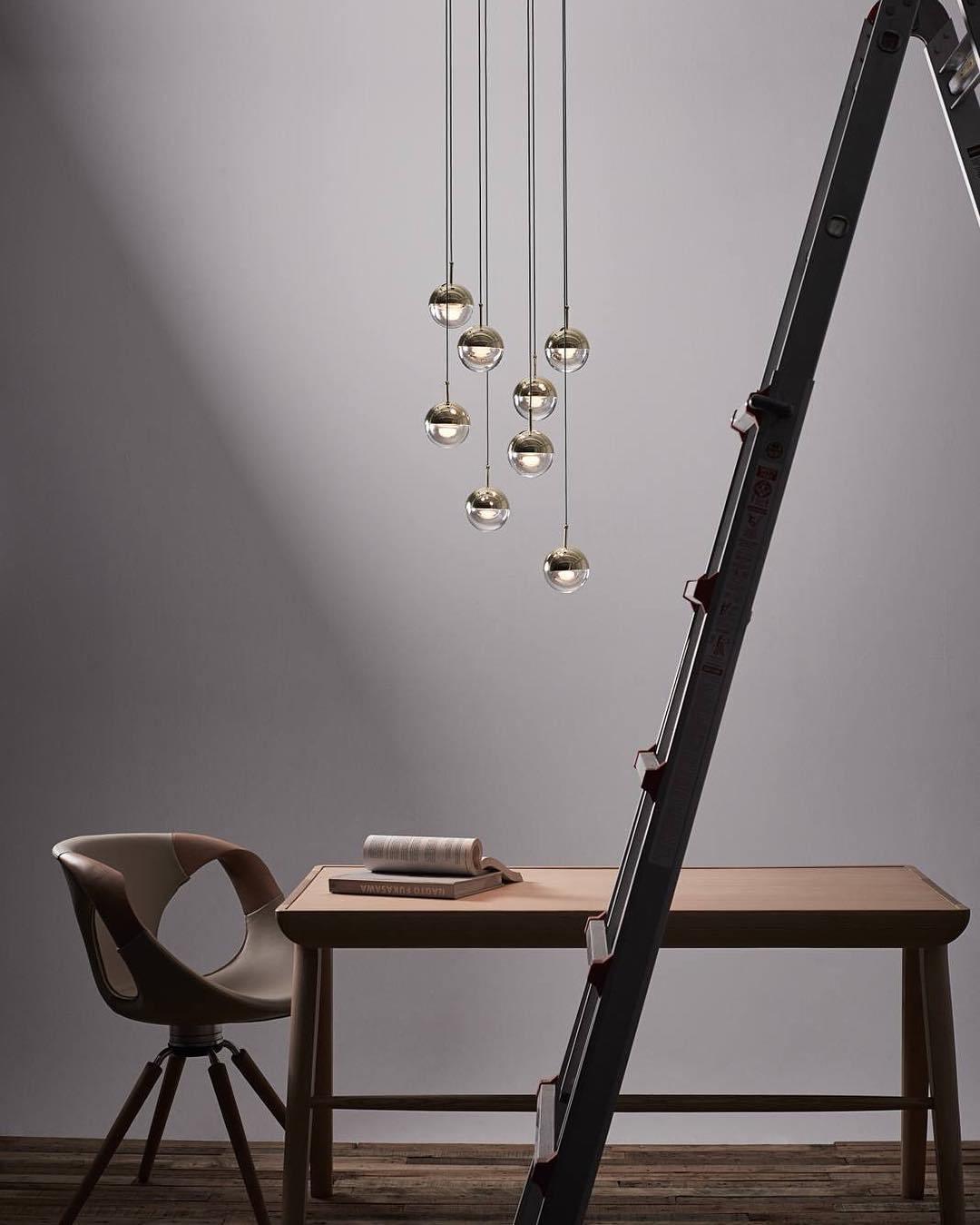 Zaneth Pendant Lamp Steel Glass Multi Drop Minimalist Staircase