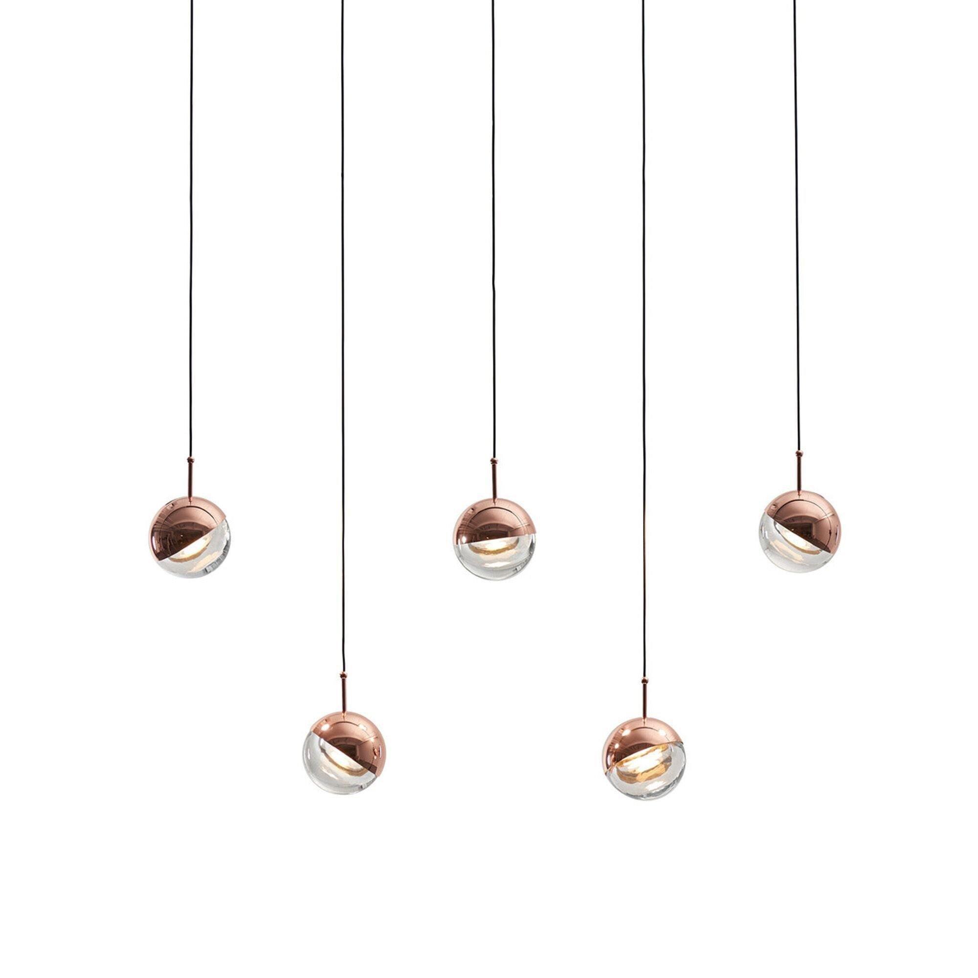 Zaneth Pendant Lamp Steel Glass Multi Drop Minimalist Staircase