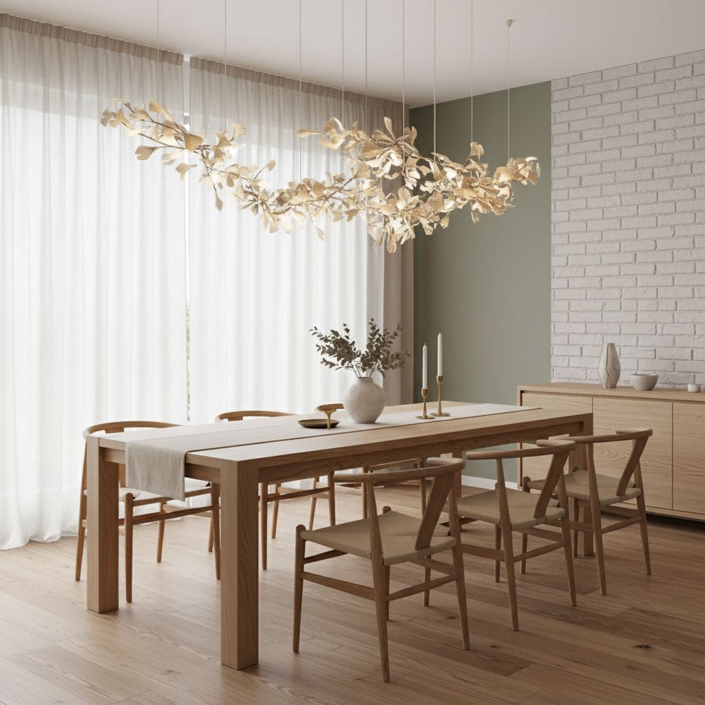 Double-Layer Ginkgo Ceramic Chandelier
