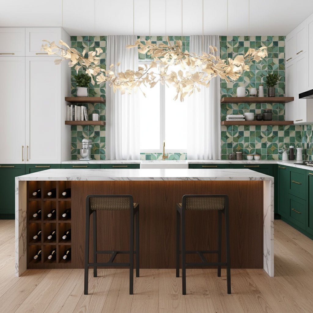 Double-Layer Ginkgo Ceramic Chandelier