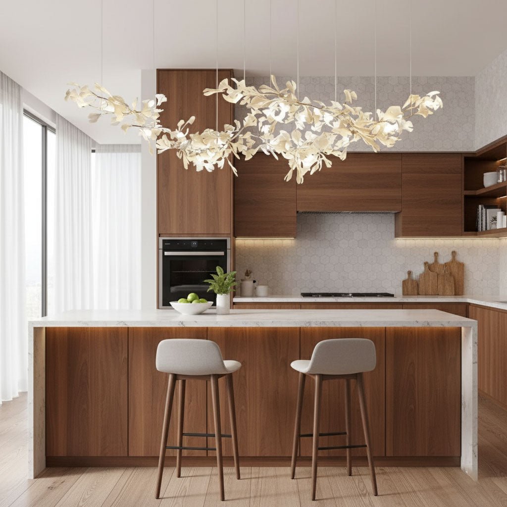 Double-Layer Ginkgo Ceramic Chandelier