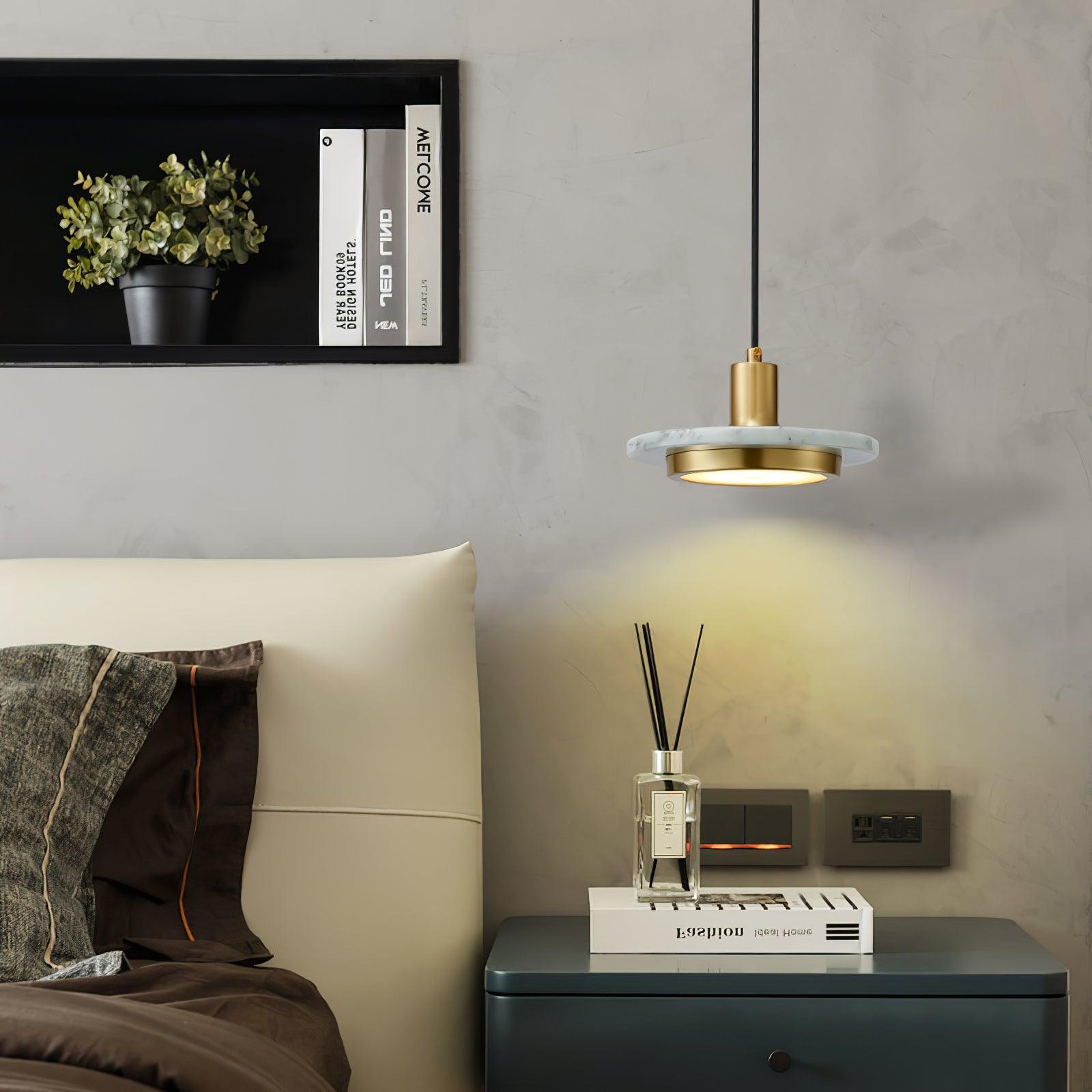 Bram Pendant Lamp Marble Double Circle Modern