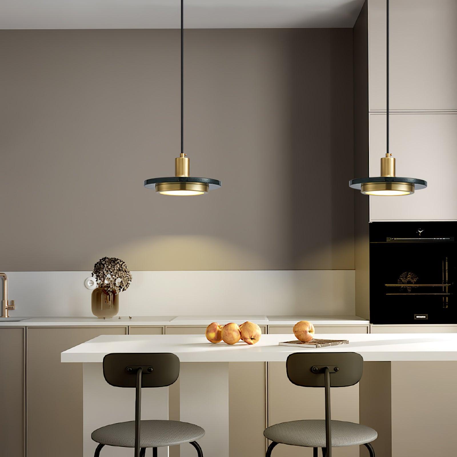 Bram Pendant Lamp Marble Double Circle Modern