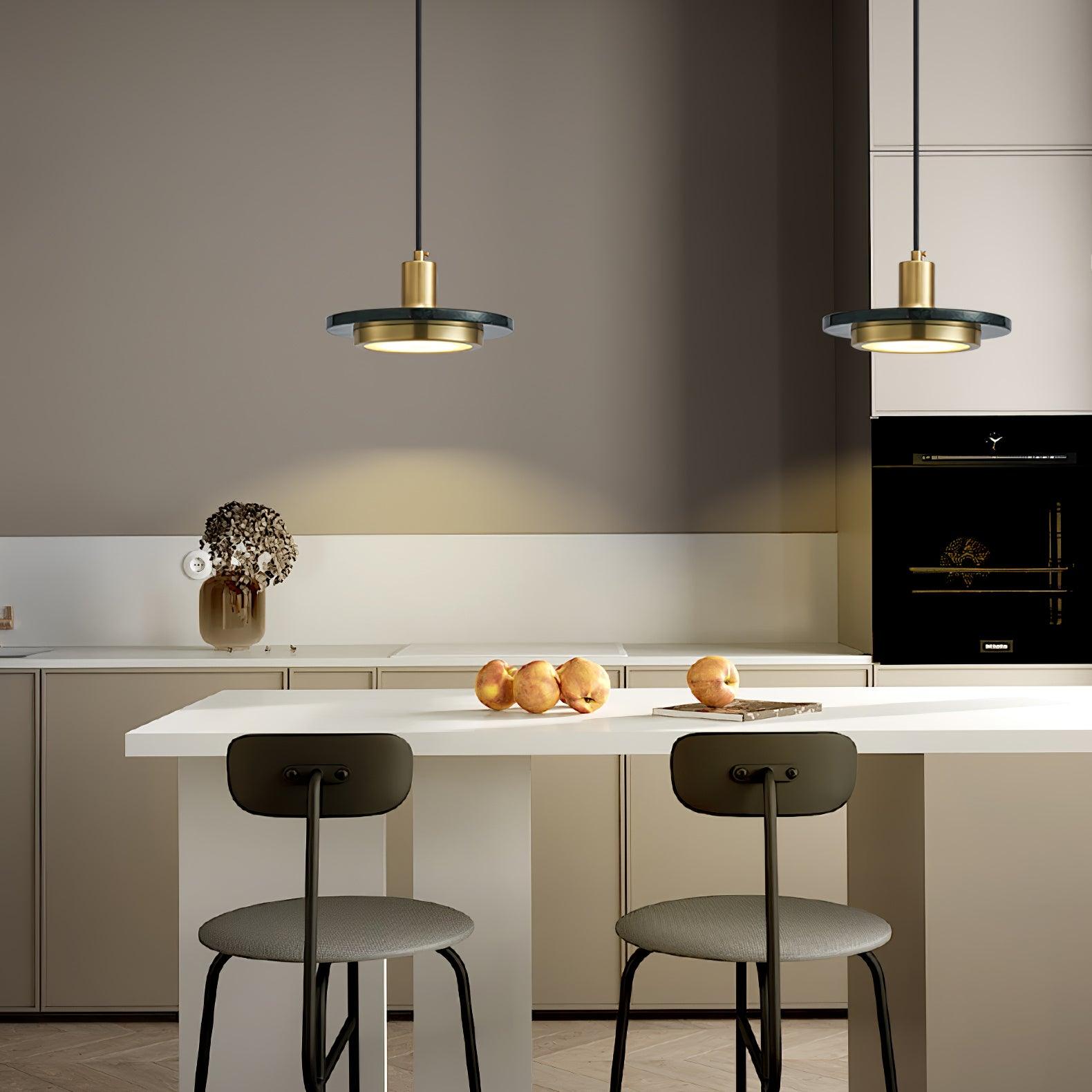 Bram Pendant Lamp Marble Double Circle Modern