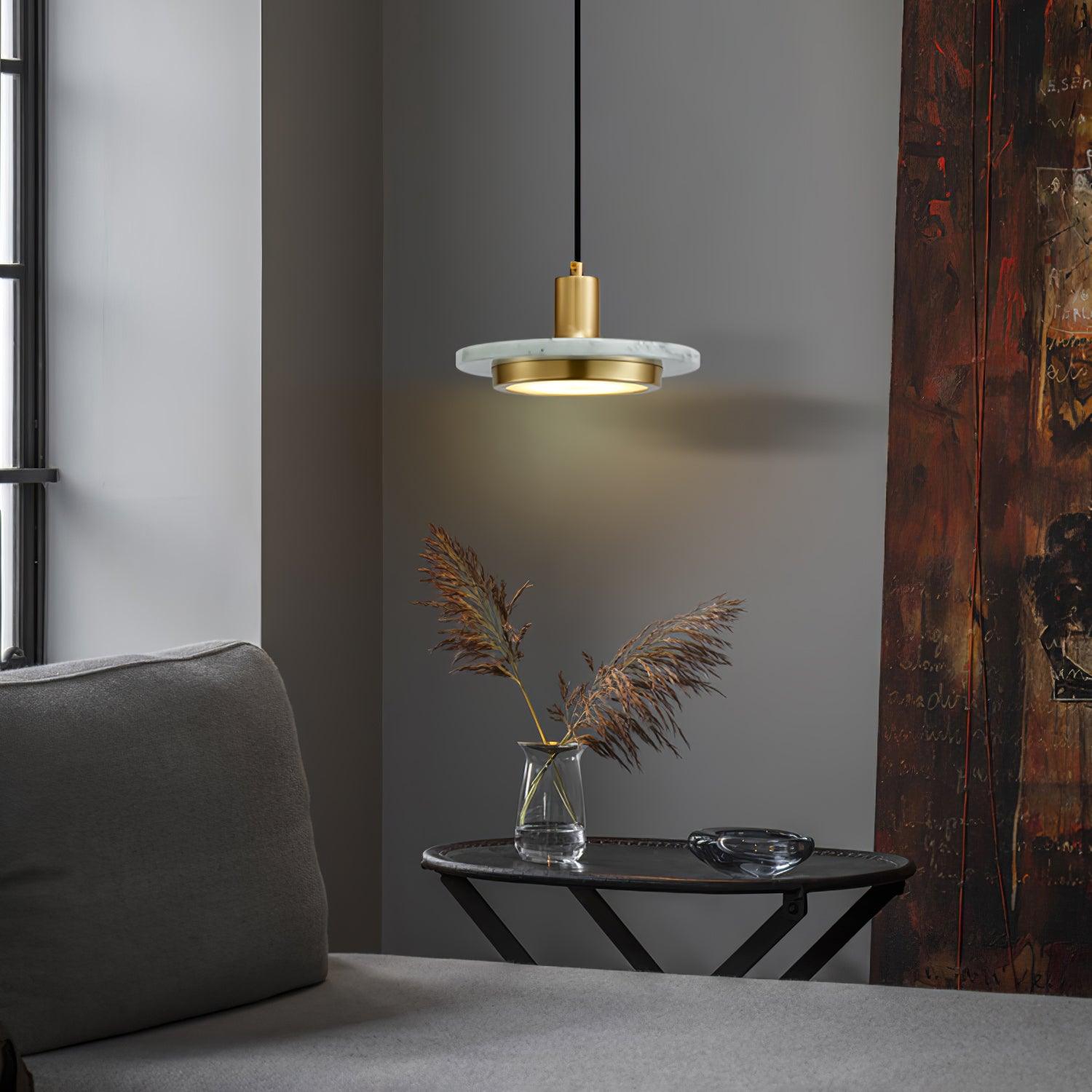 Bram Pendant Lamp Marble Double Circle Modern