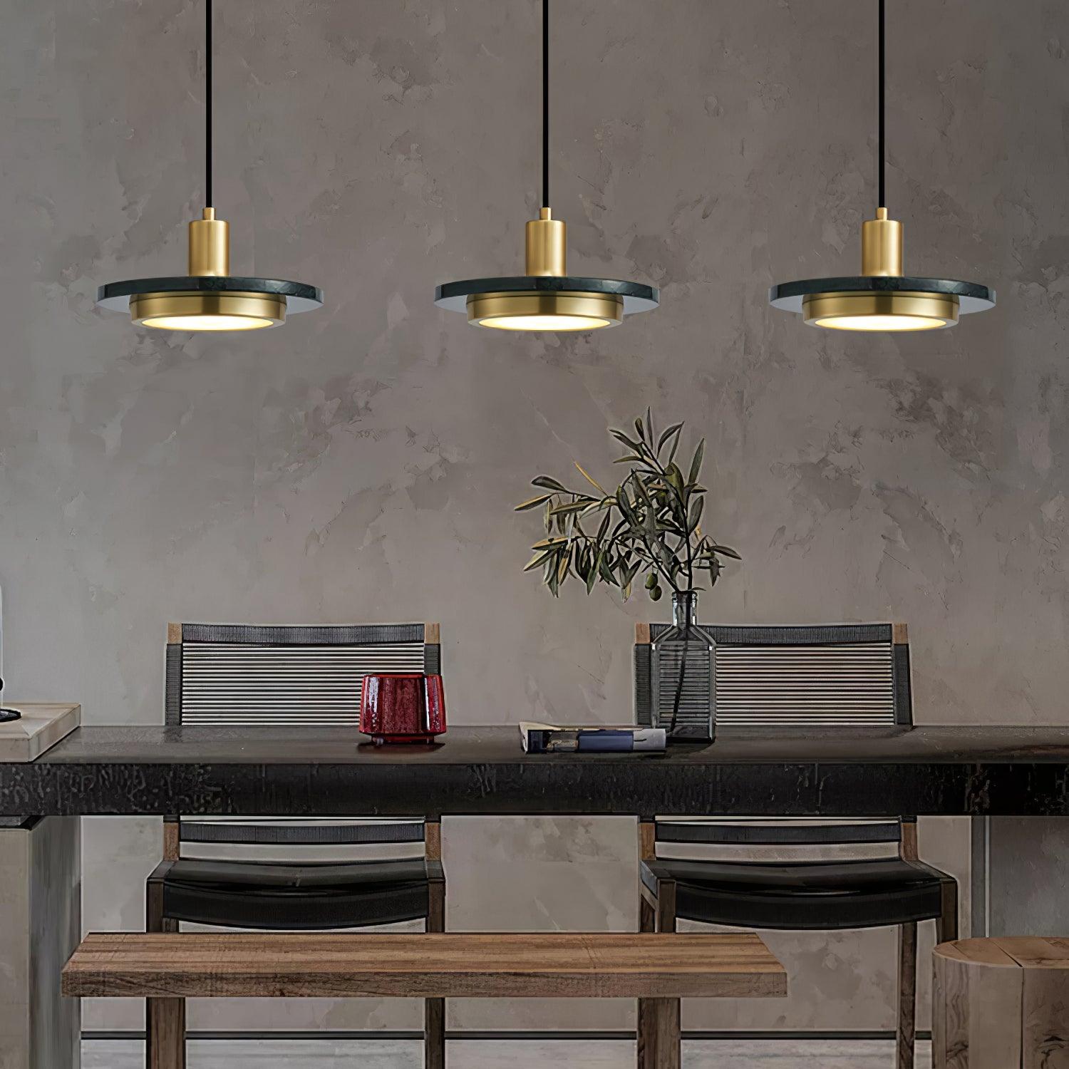 Bram Pendant Lamp Marble Double Circle Modern