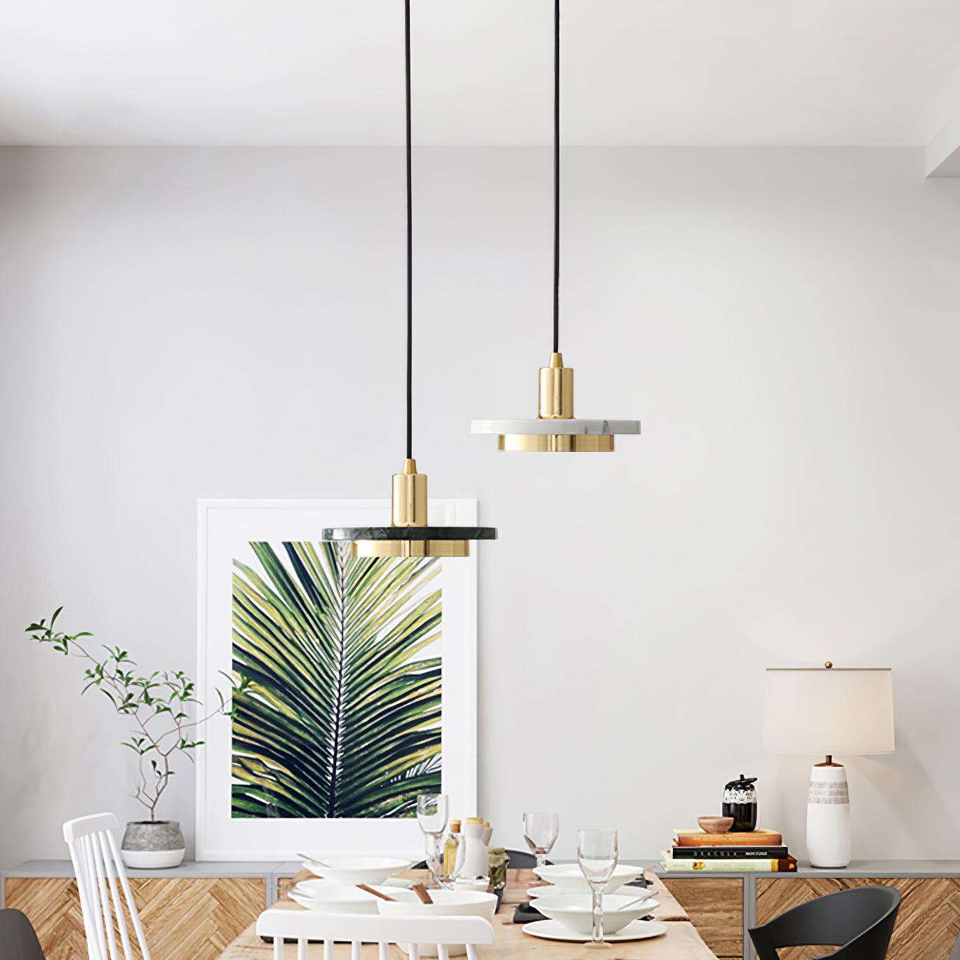 Bram Pendant Lamp Marble Double Circle Modern