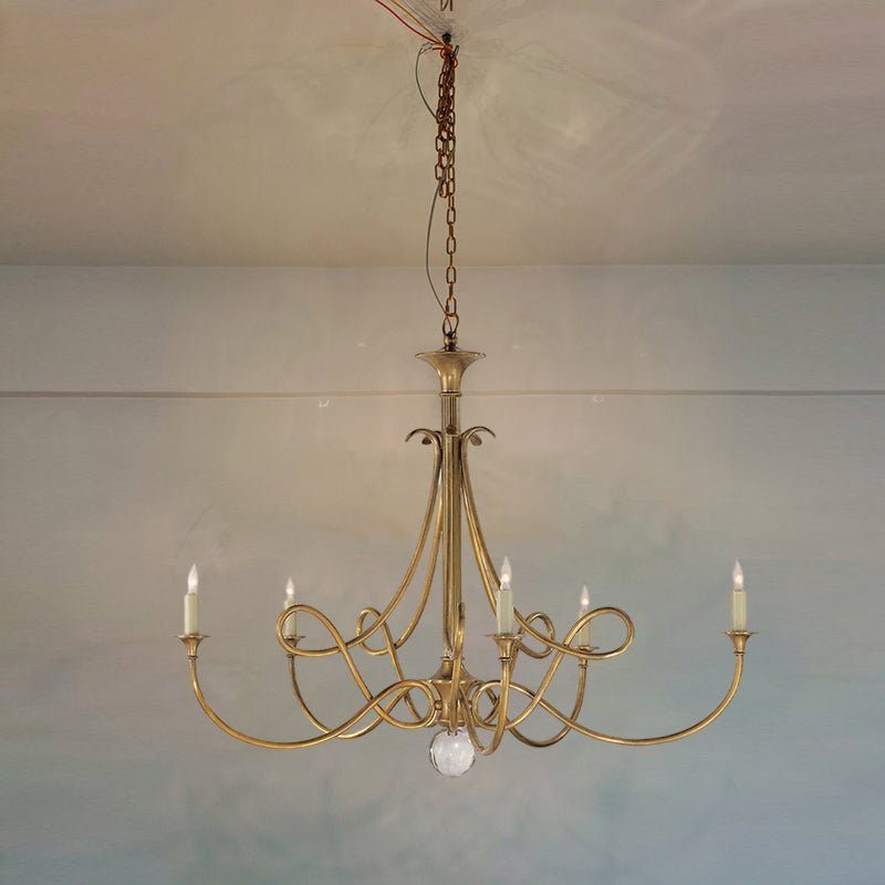 Efra Chandelier Brass Double Twist Candelabra Crystal