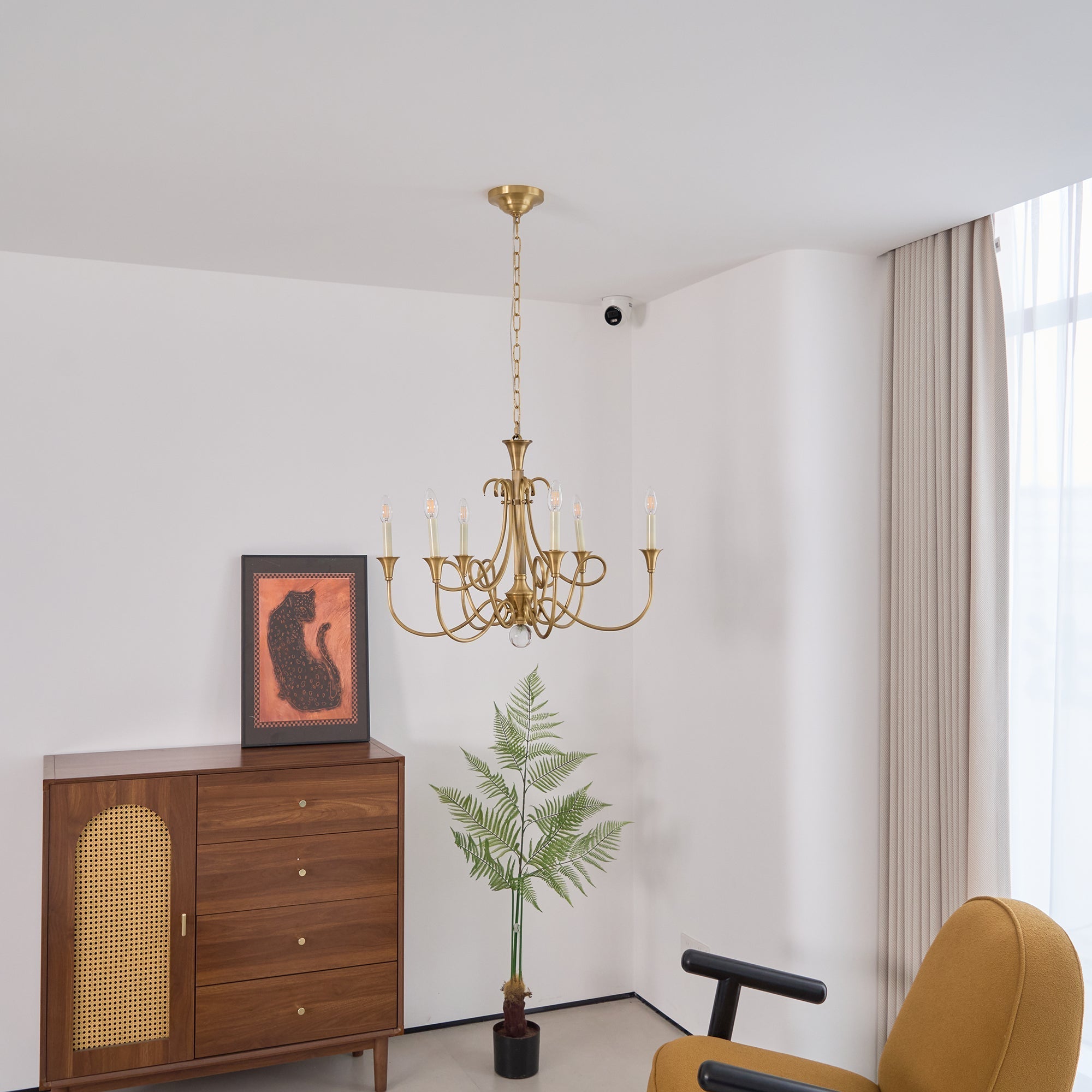 Efra Chandelier Brass Double Twist Candelabra Crystal