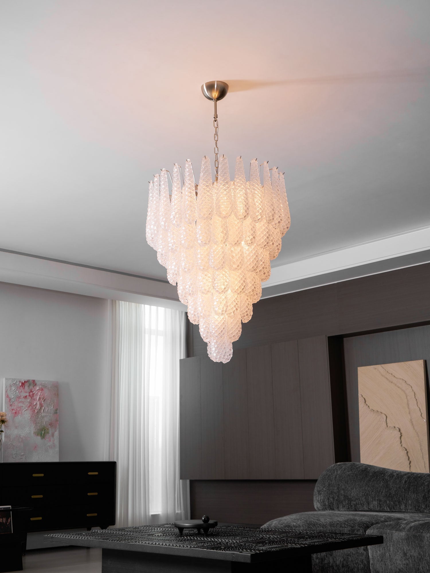 Lioralella Chandelier Clear Droplets Murano Glass Waterfall Diamond