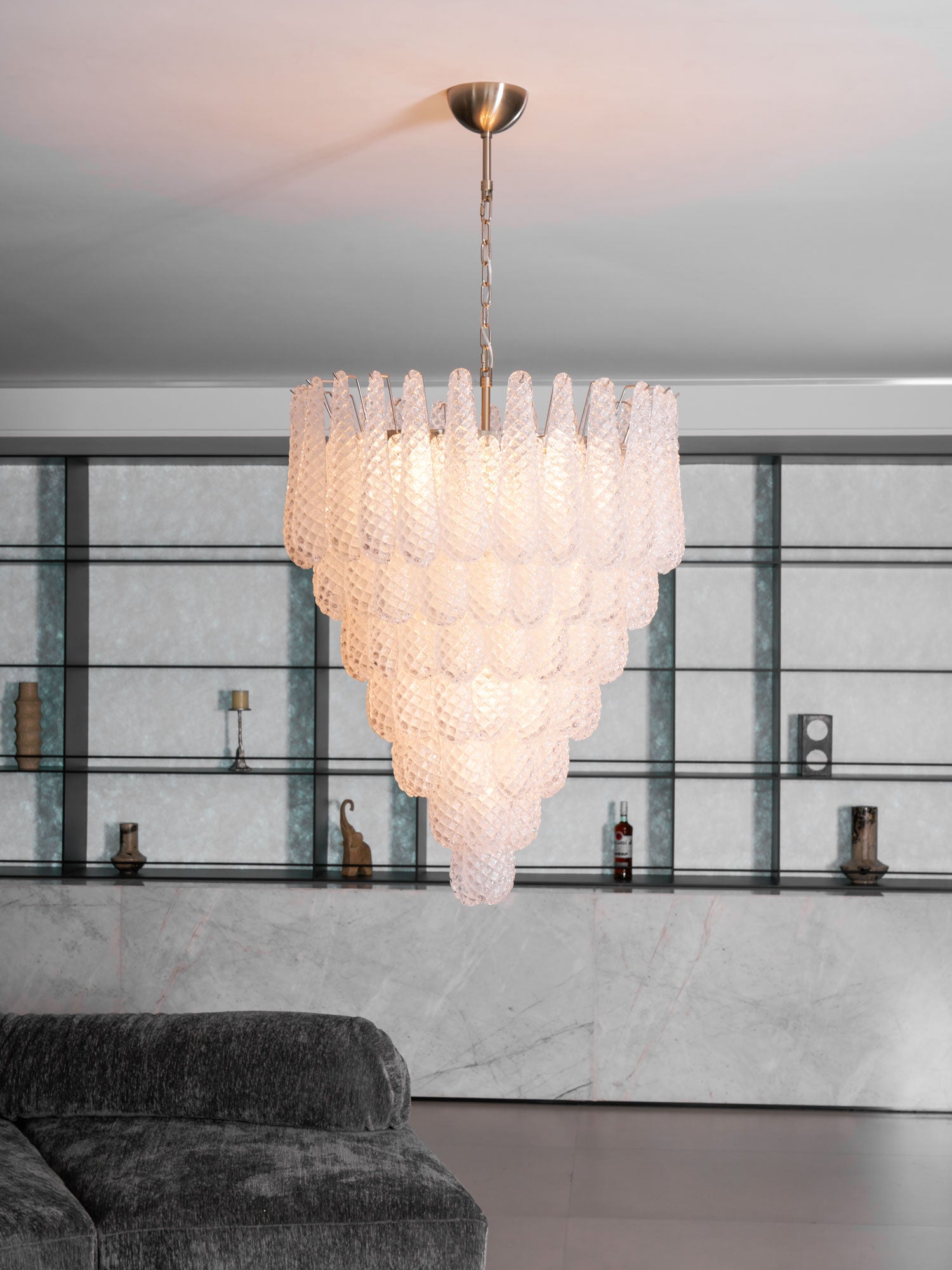 Lioralella Chandelier Clear Droplets Murano Glass Waterfall Diamond