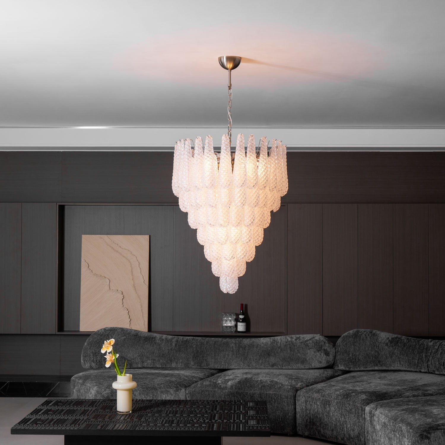 Lioralella Chandelier Clear Droplets Murano Glass Waterfall Diamond