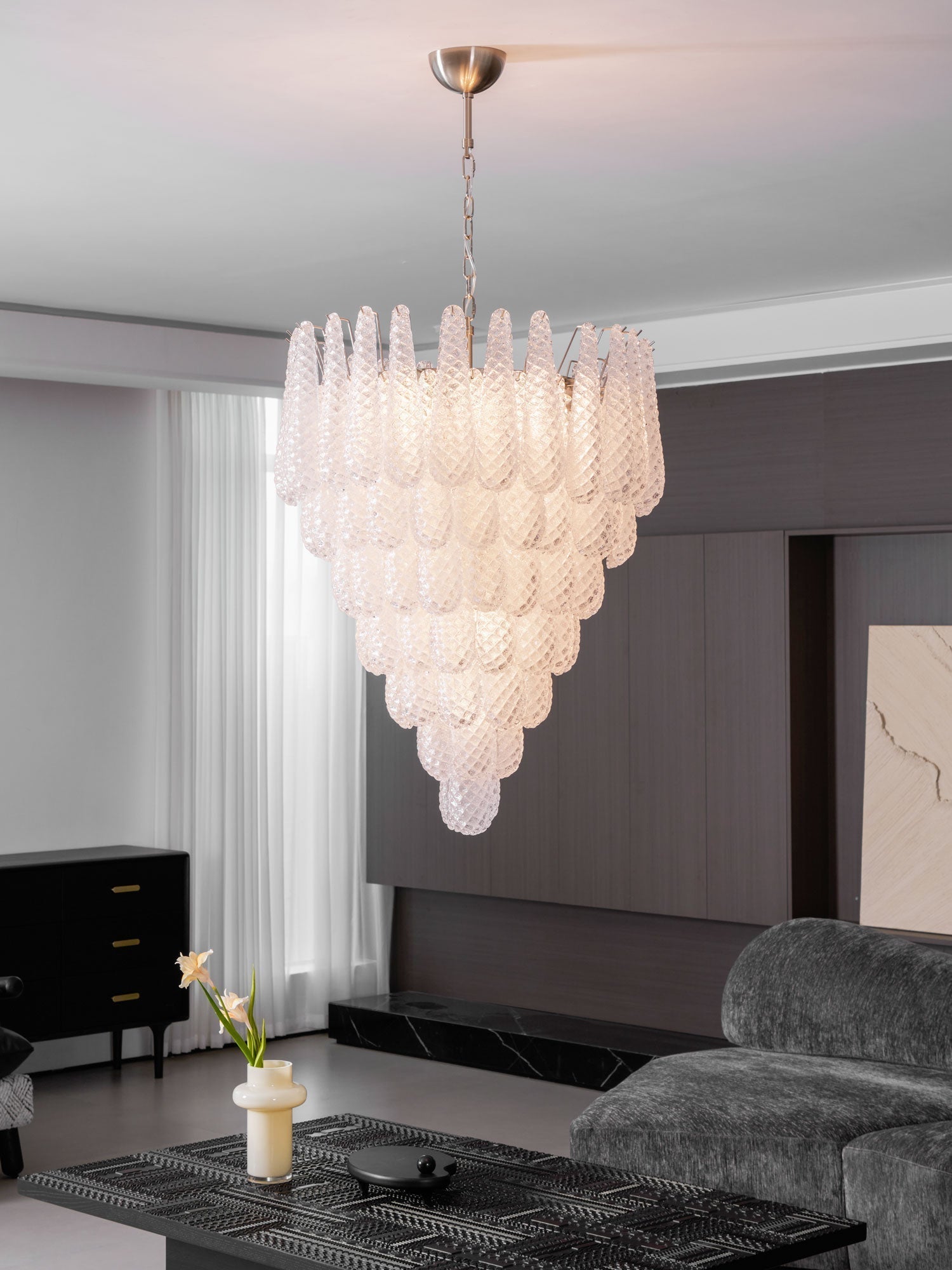 Lioralella Chandelier Clear Droplets Murano Glass Waterfall Diamond