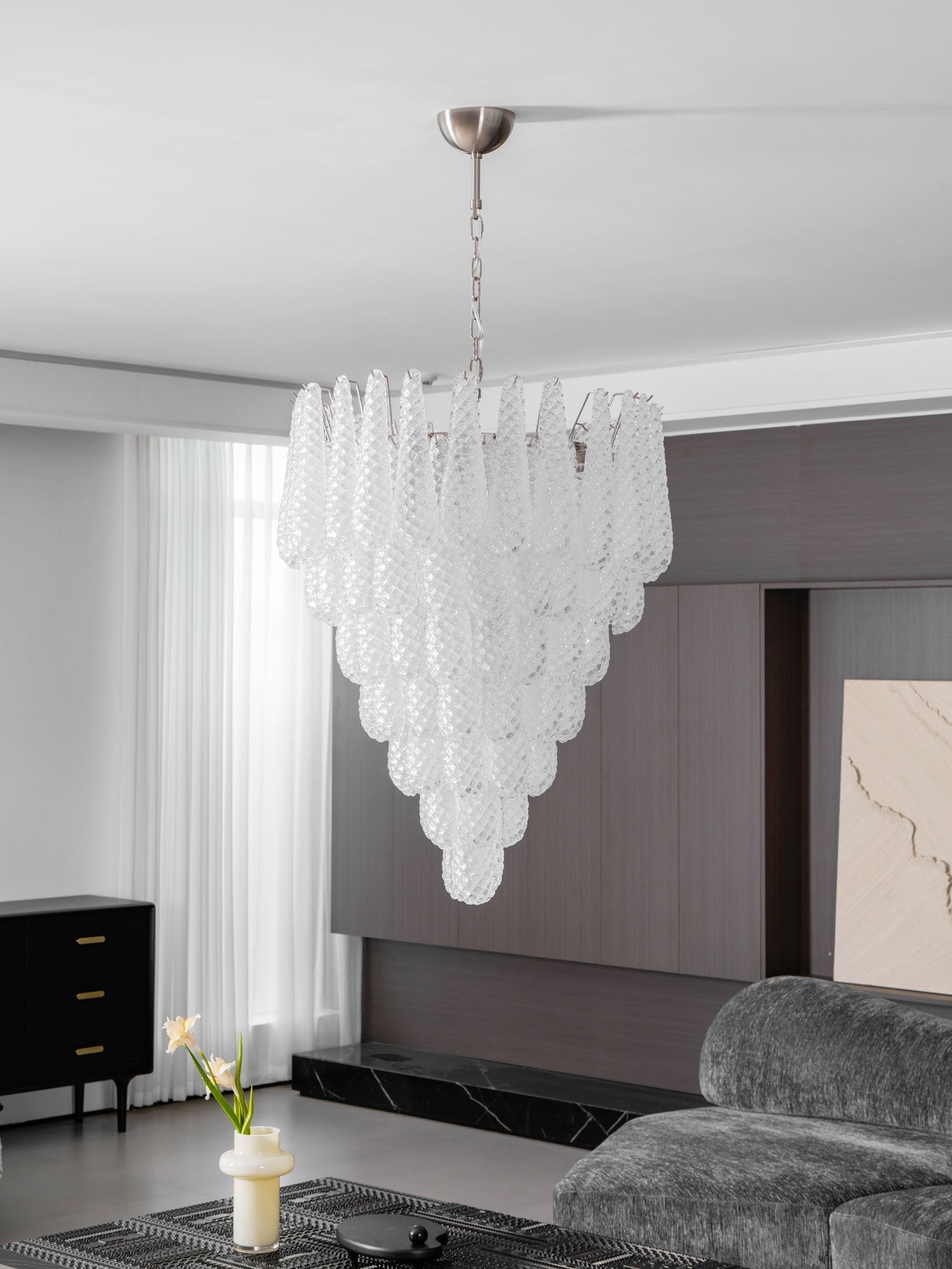 Lioralella Chandelier Clear Droplets Murano Glass Waterfall Diamond