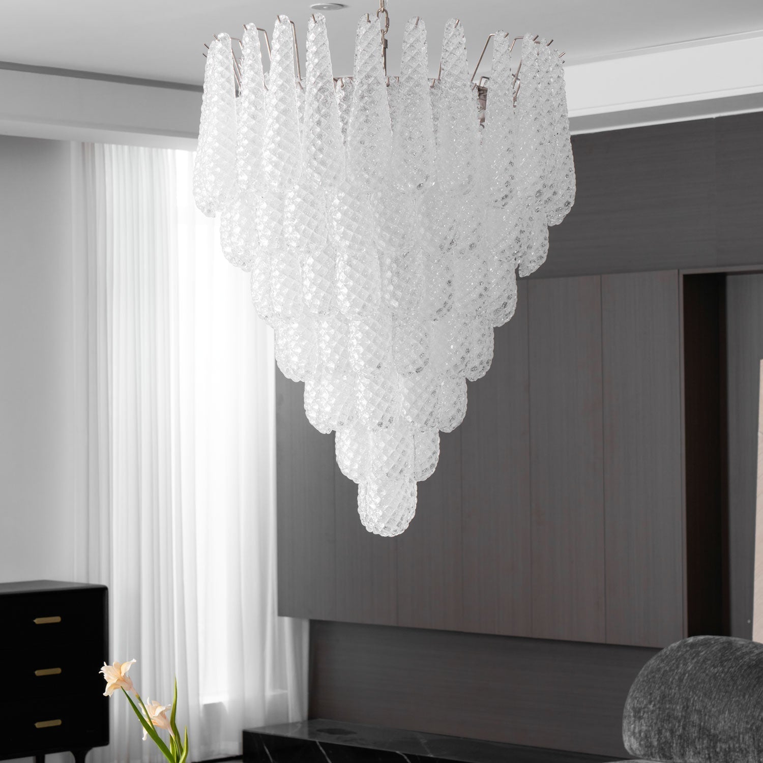 Lioralella Chandelier Clear Droplets Murano Glass Waterfall Diamond