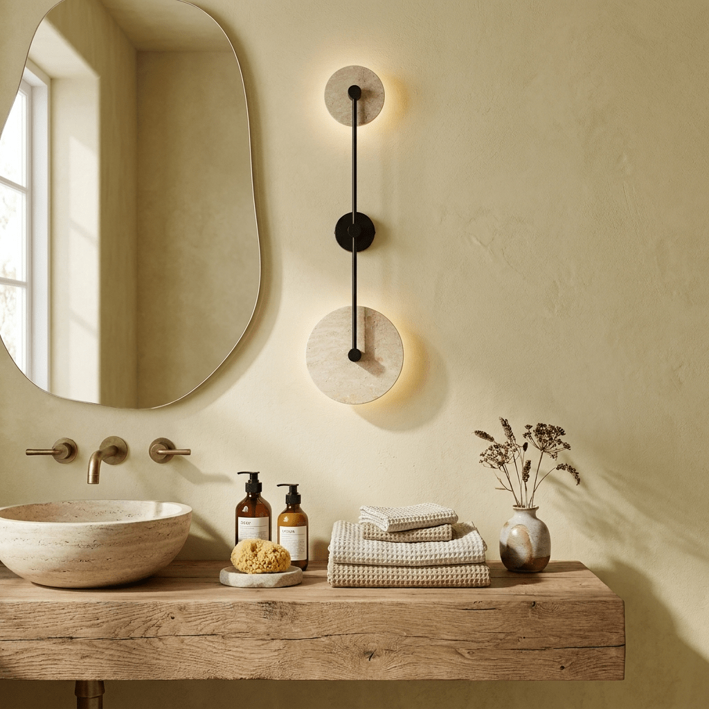 Noraline Disc Travertine Wall Sconce