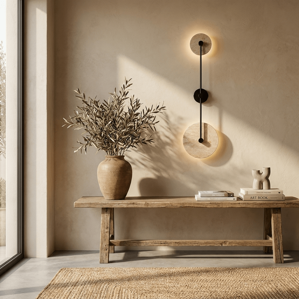 Noraline Disc Travertine Wall Sconce