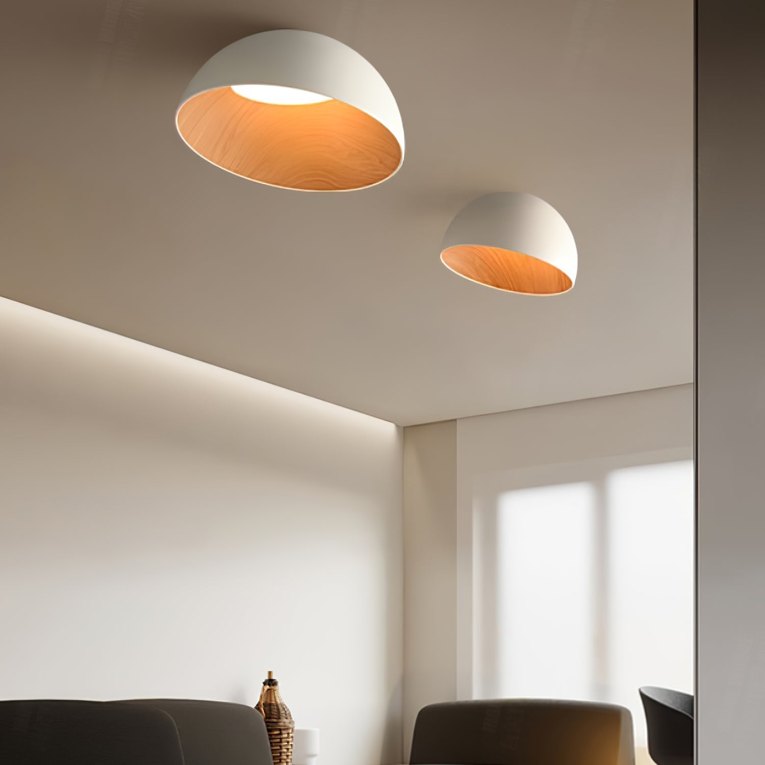 Coda Ceiling Lamp Dome Wood Minimalist