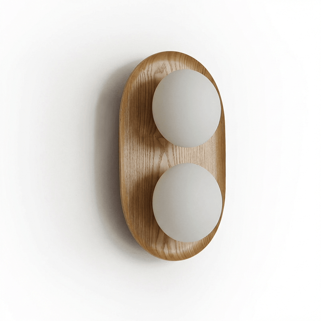 Twin Orb Oak Wall Light
