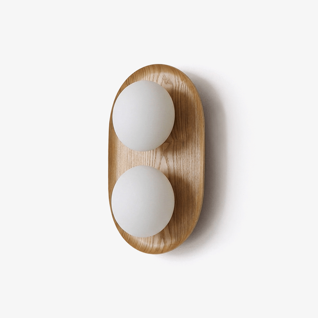 Twin Orb Oak Wall Light