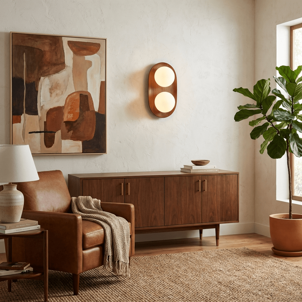 Twin Orb Oak Wall Light