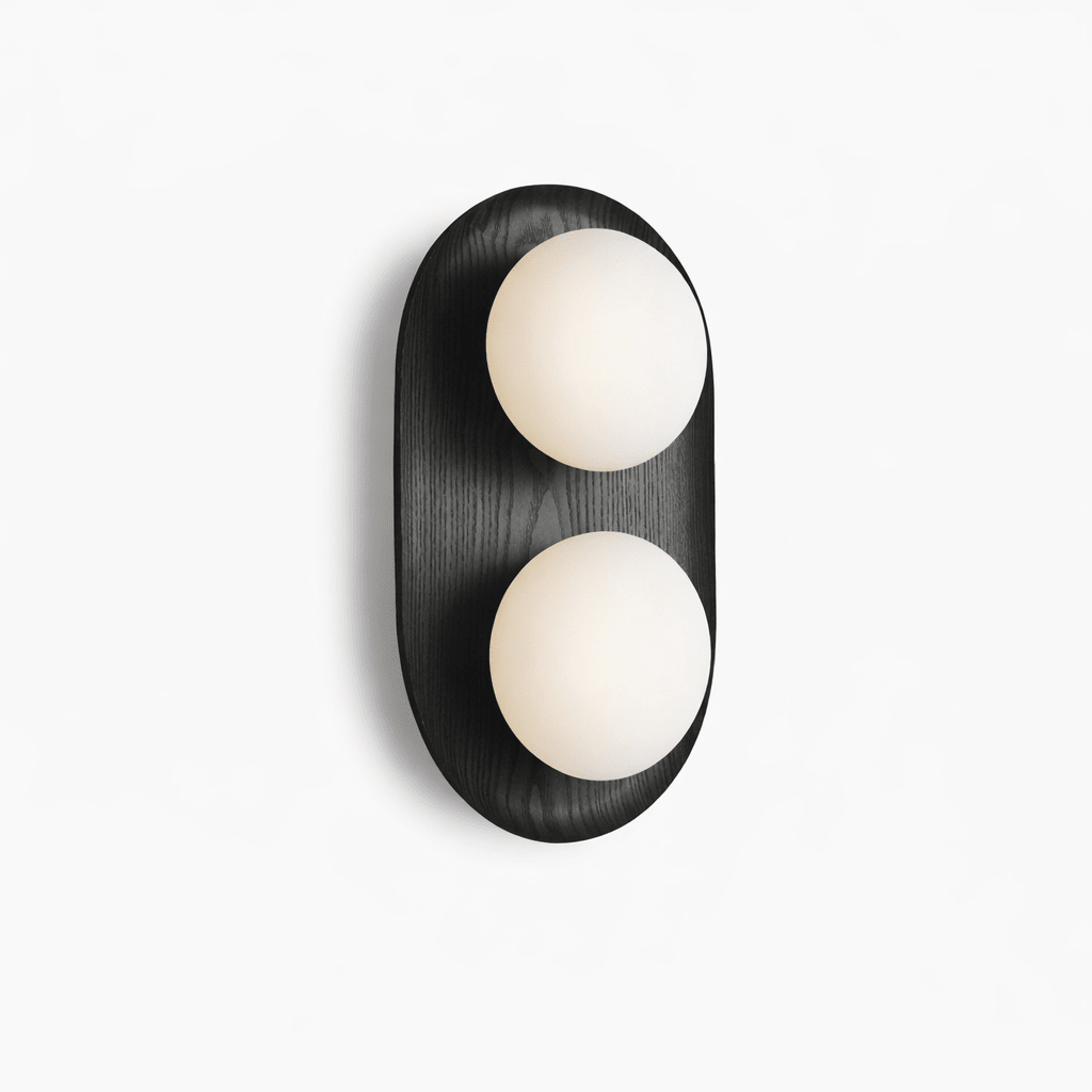 Twin Orb Oak Wall Light