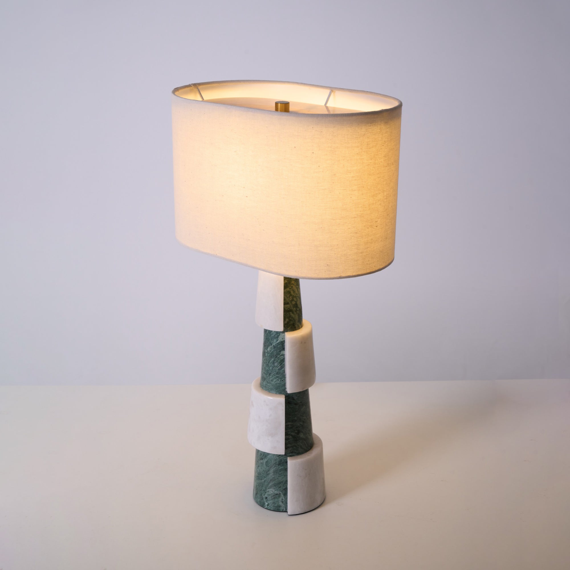 Obelisk Stacked Marble Table Lamp