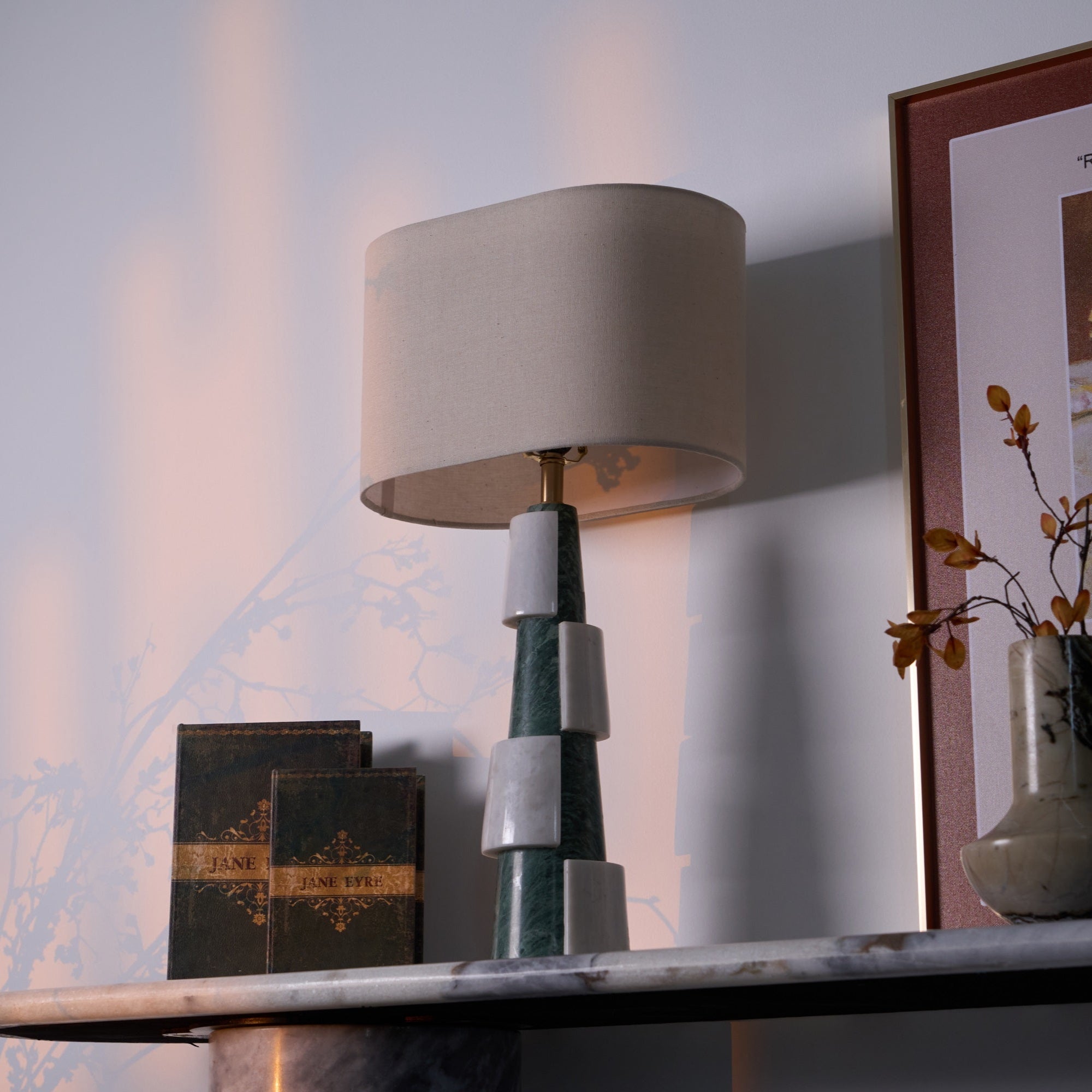 Obelisk Stacked Marble Table Lamp
