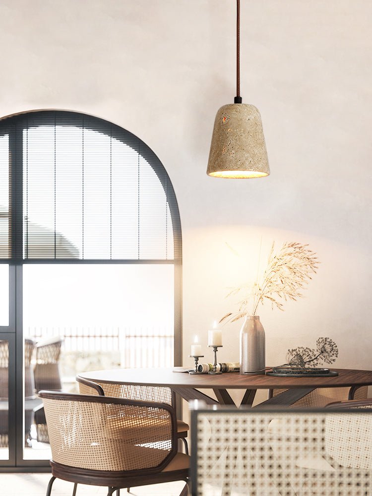 Earthy Travertine Cone Pendant Light