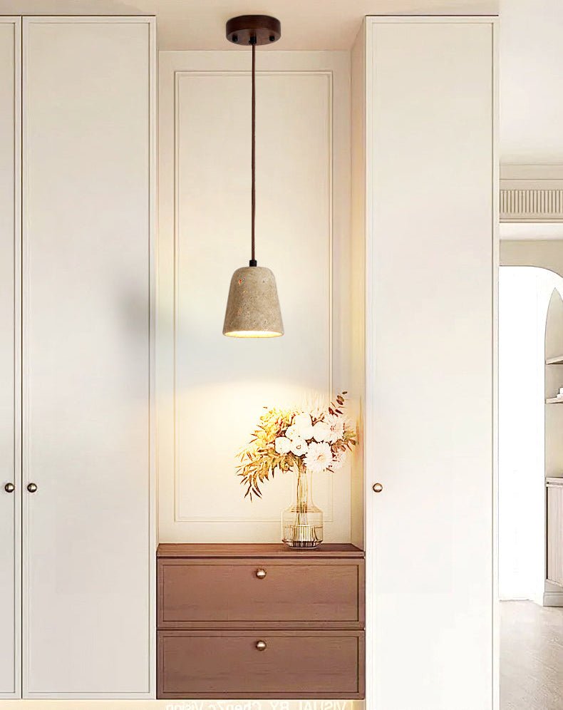 Earthy Travertine Cone Pendant Light