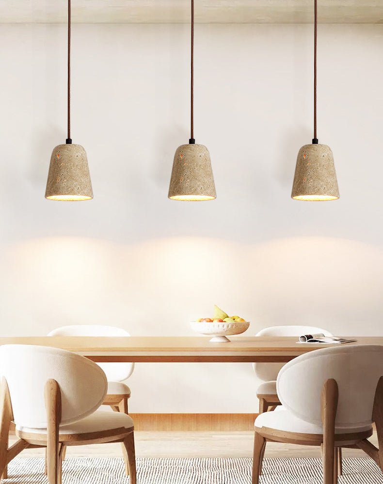 Earthy Travertine Cone Pendant Light