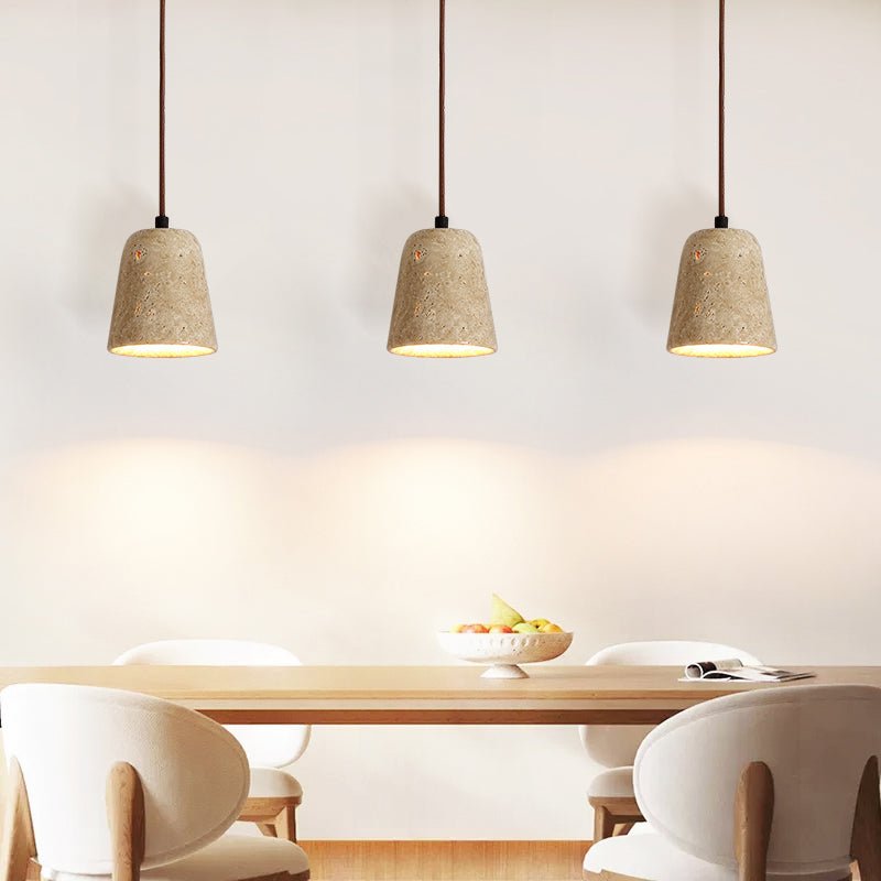 Earthy Travertine Cone Pendant Light