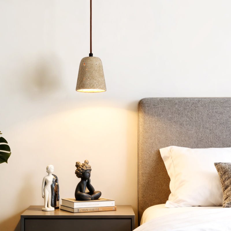 Earthy Travertine Cone Pendant Light