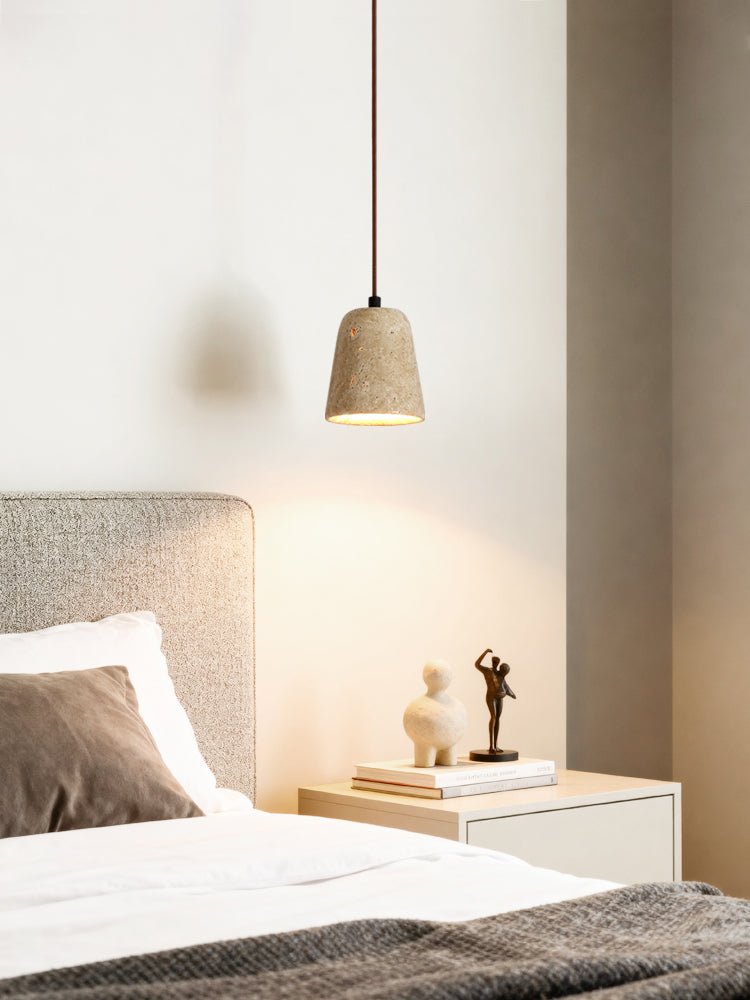 Earthy Travertine Cone Pendant Light