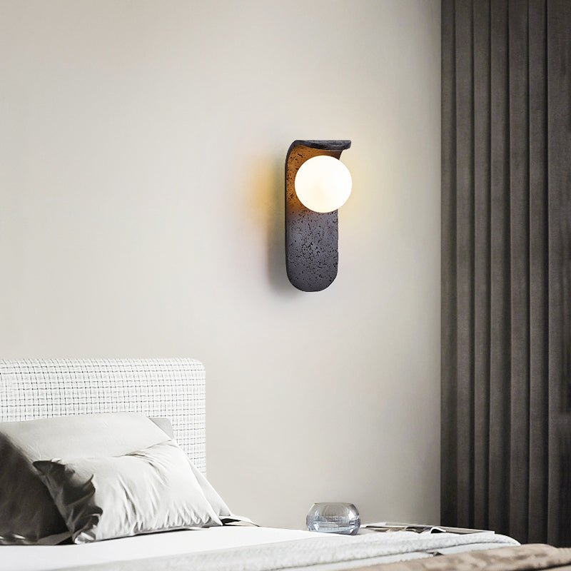 Serelora Black Travertine Orb Wall Sconce