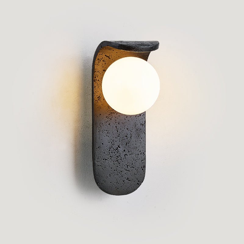 Serelora Black Travertine Orb Wall Sconce