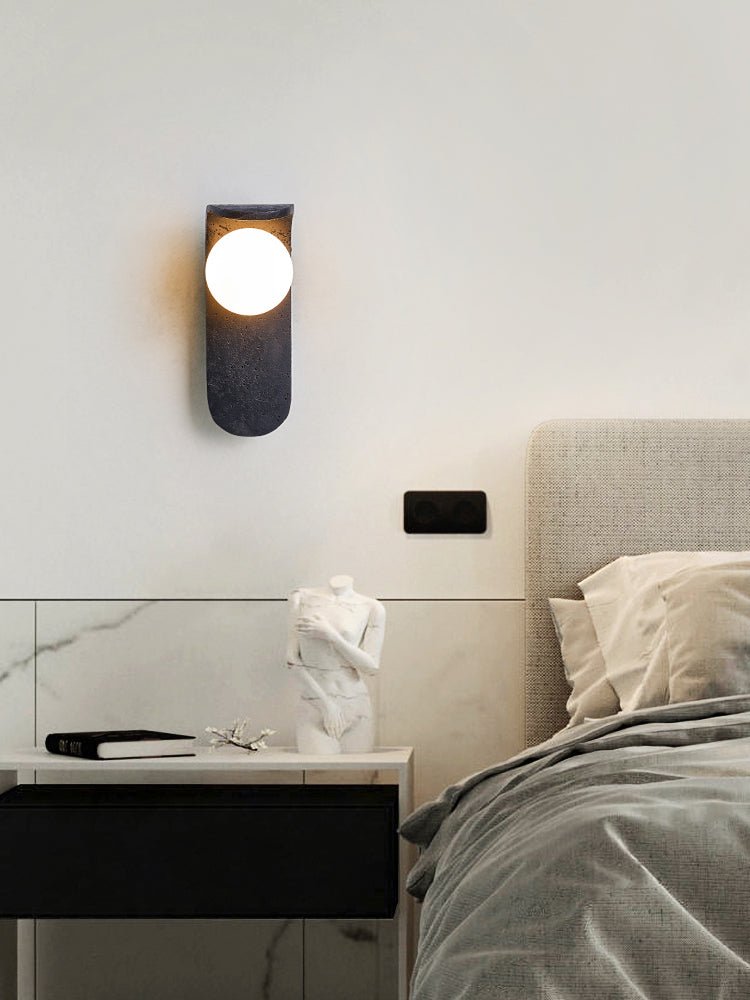 Serelora Black Travertine Orb Wall Sconce