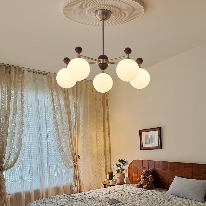 Cimirora Traditional Elegance Wood Glass Chandelier