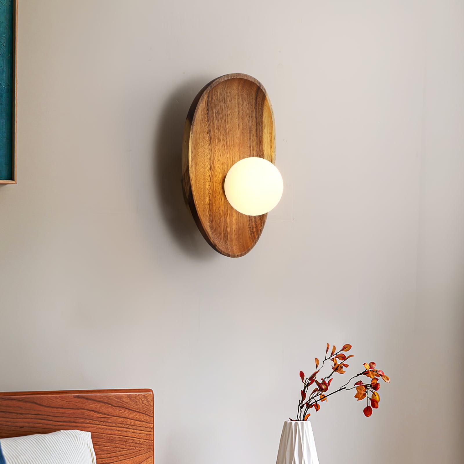 Sylaise Modern Minimalist Wood Glass Wall Lamp