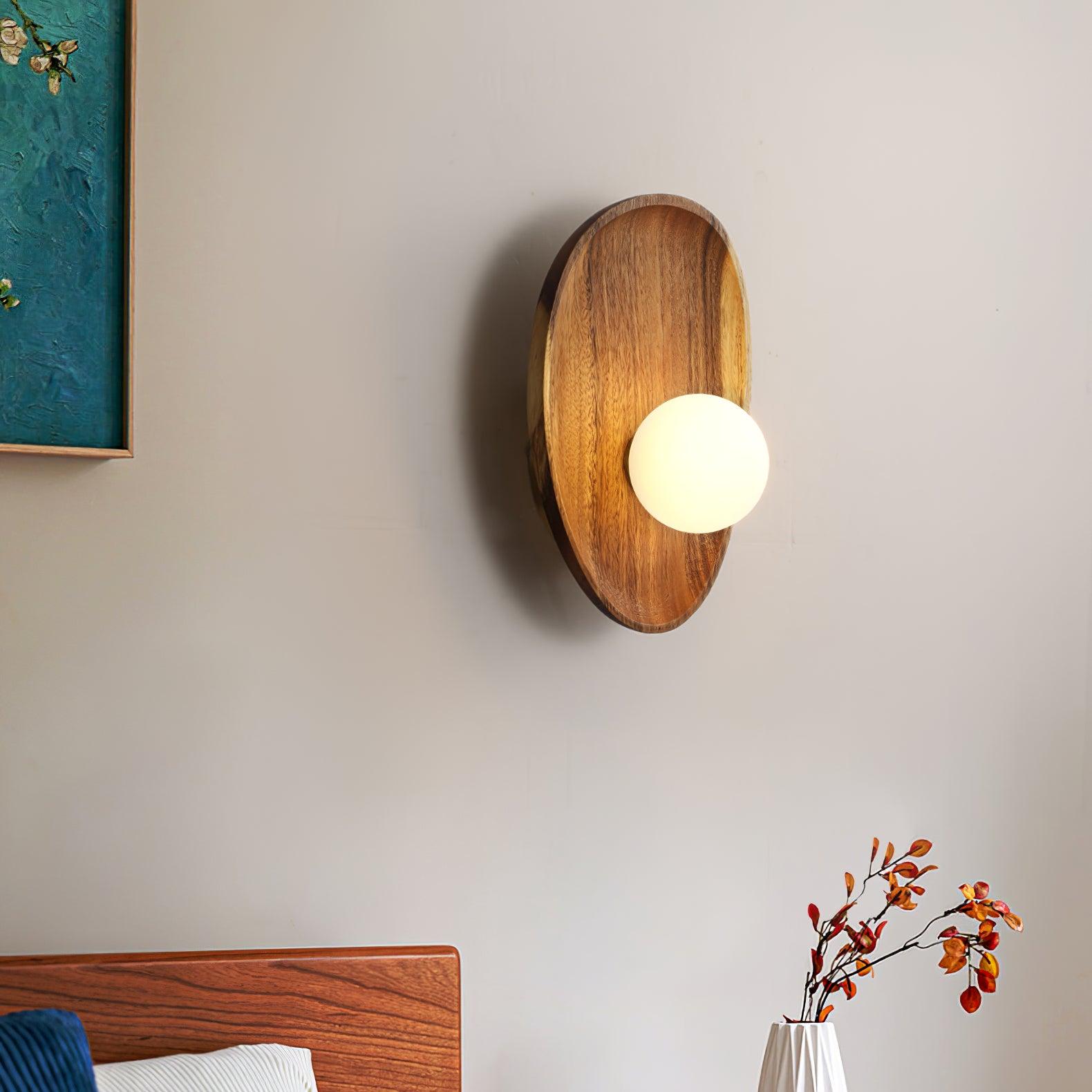 Sylaise Modern Minimalist Wood Glass Wall Lamp