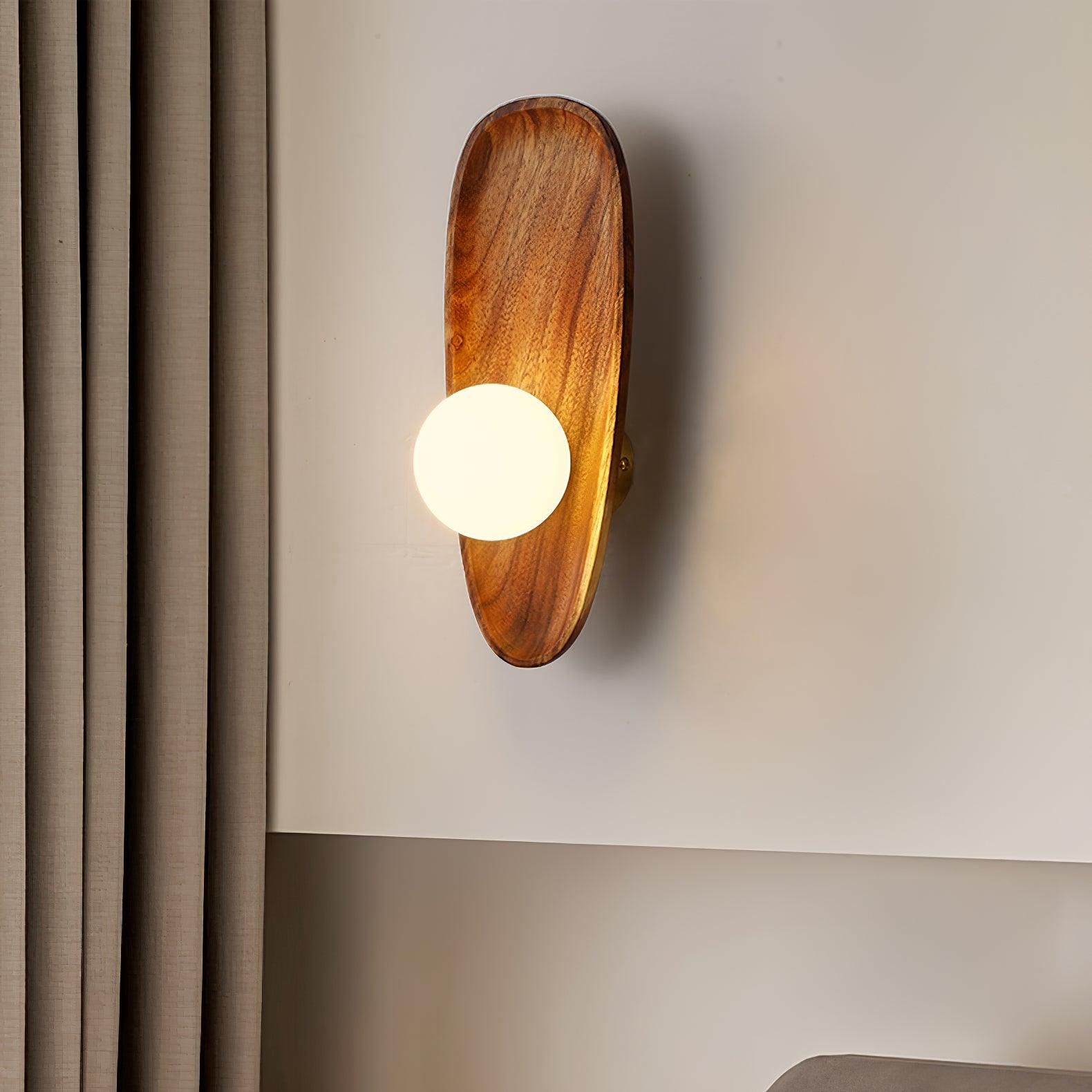 Sylaise Modern Minimalist Wood Glass Wall Lamp