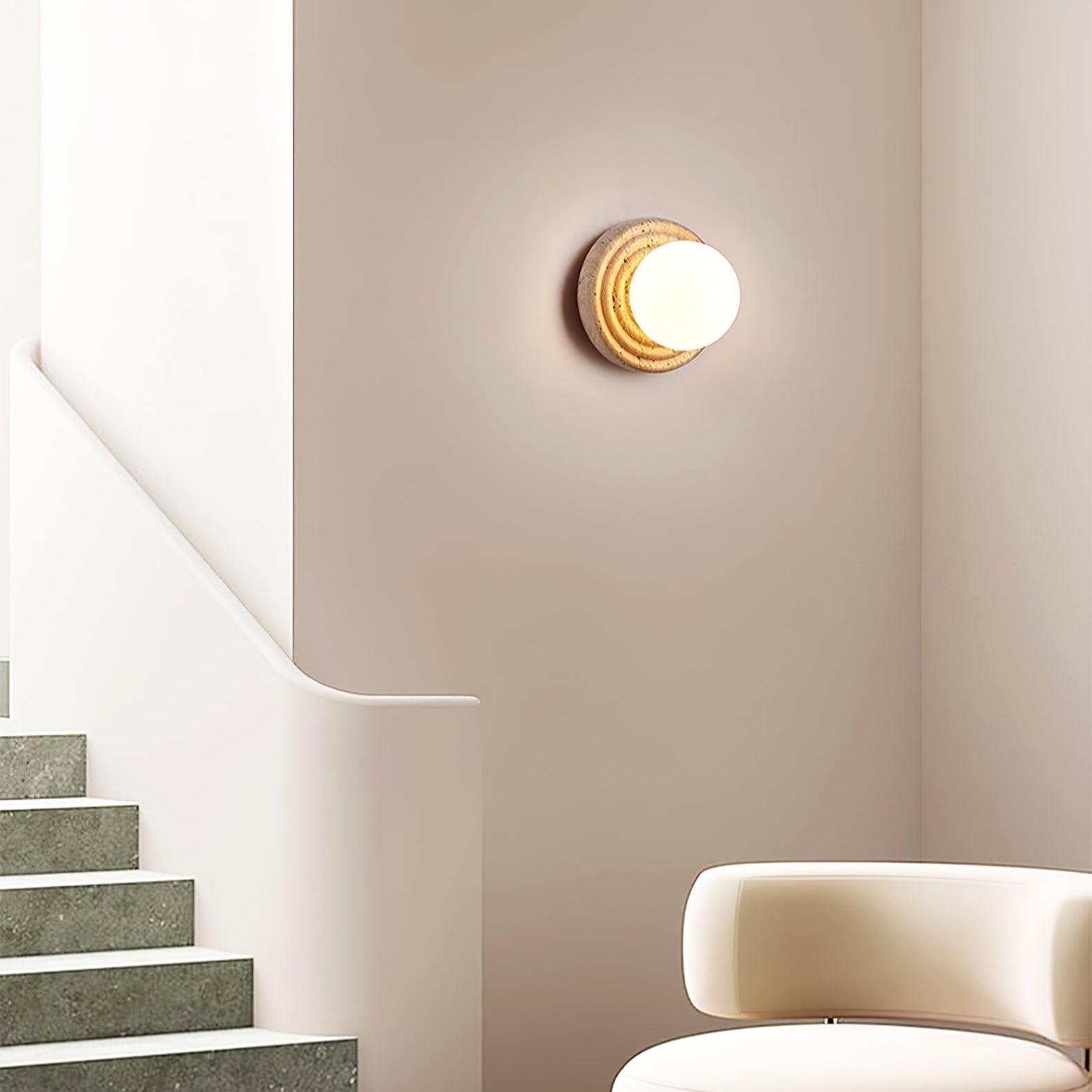 Valuella Travertine Globe Wall Lamp / Ceiling Light