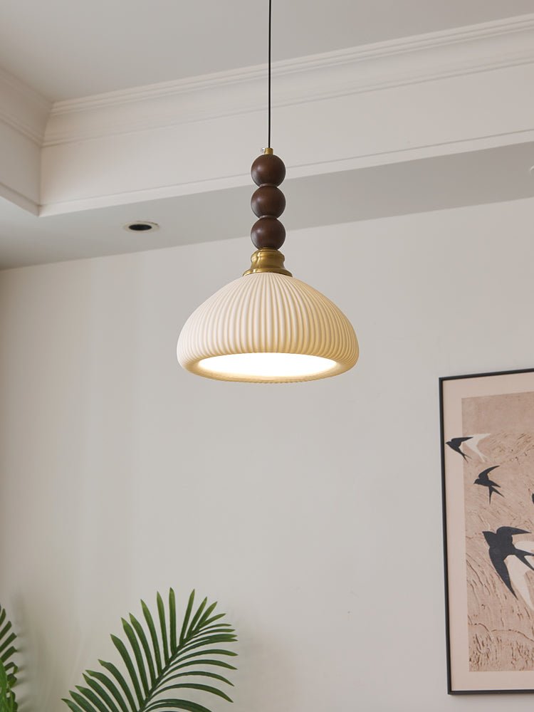 Avshaara Traditional Elegance Vintage Fabric Wood Pendant Light