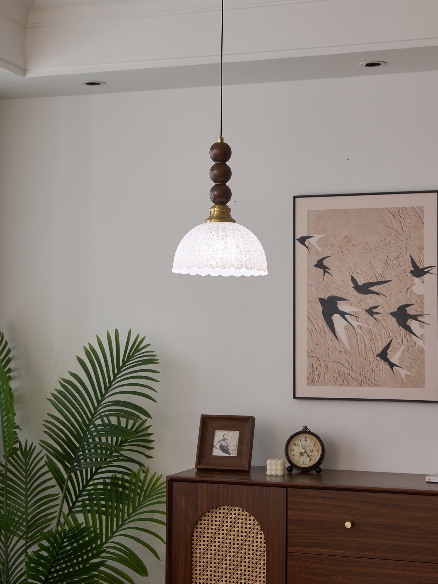 Avshaara Traditional Elegance Vintage Fabric Wood Pendant Light