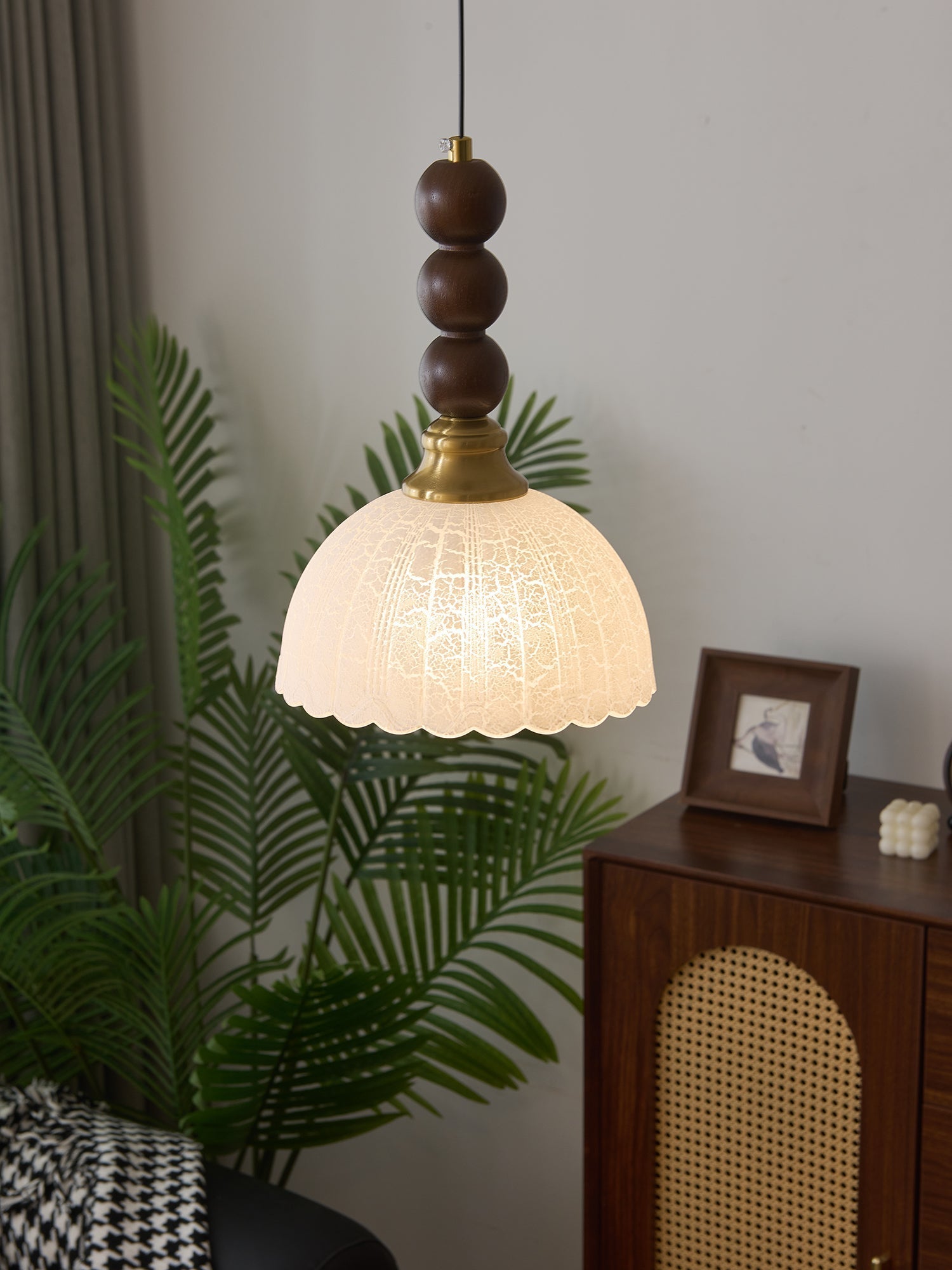 Avshaara Traditional Elegance Vintage Fabric Wood Pendant Light