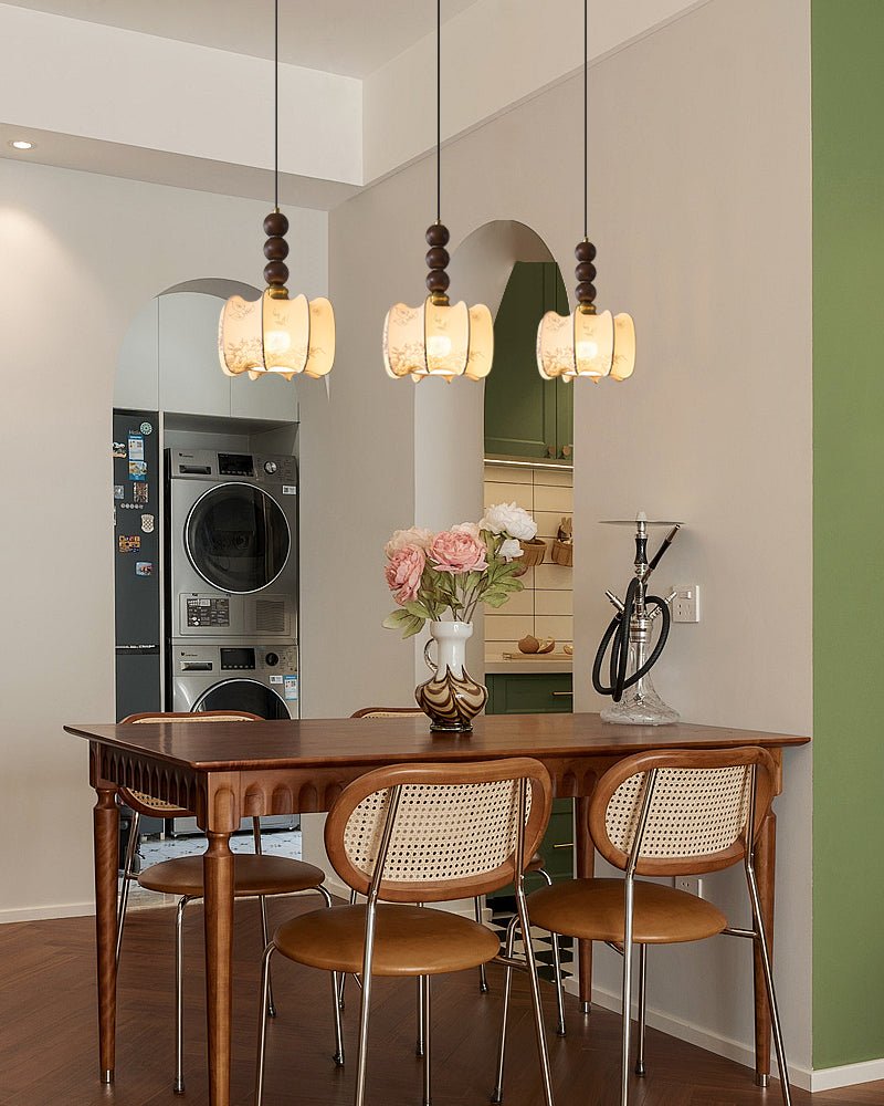Avshaara Traditional Elegance Vintage Fabric Wood Pendant Light