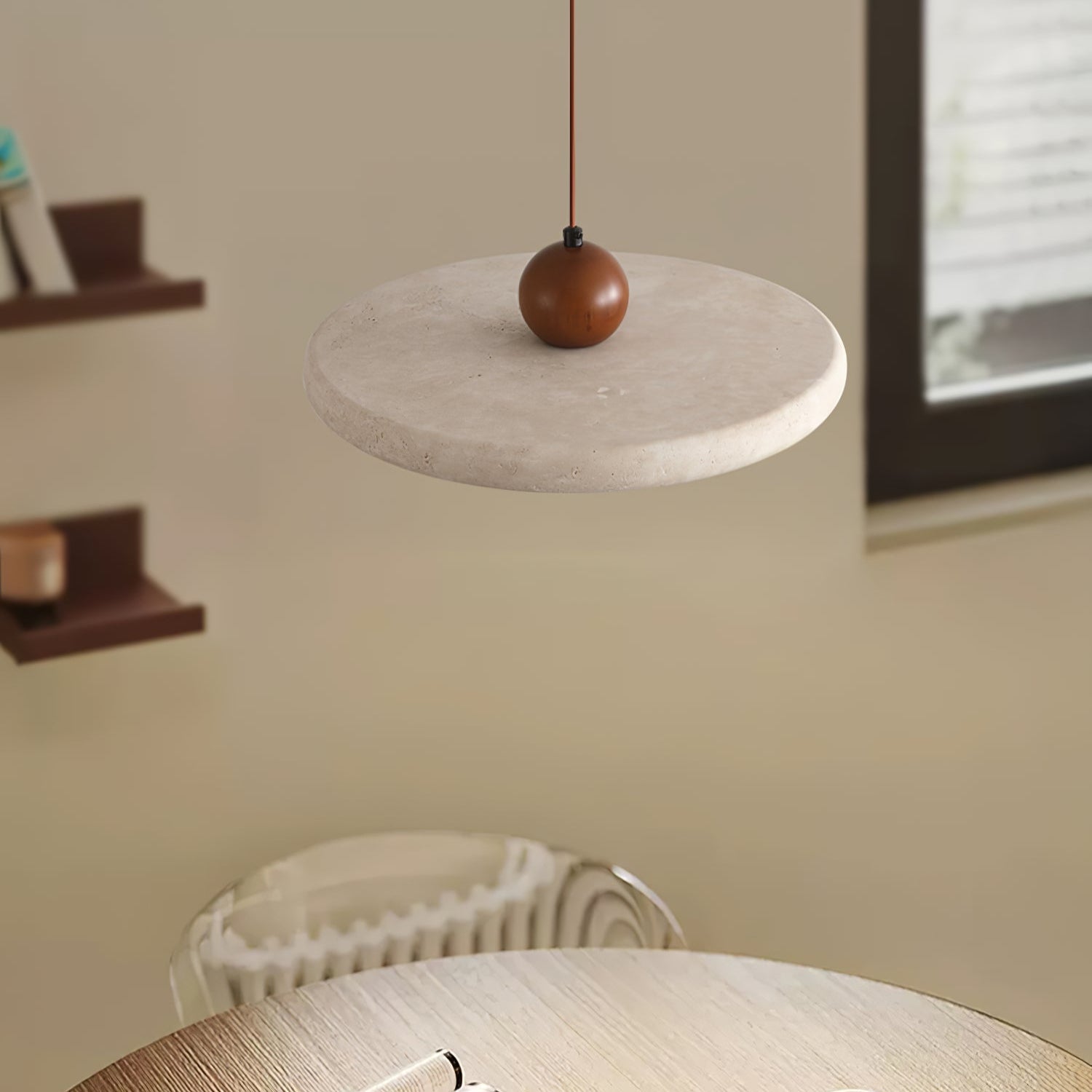Valaielle Disc Sphere Travertine Pendant Light